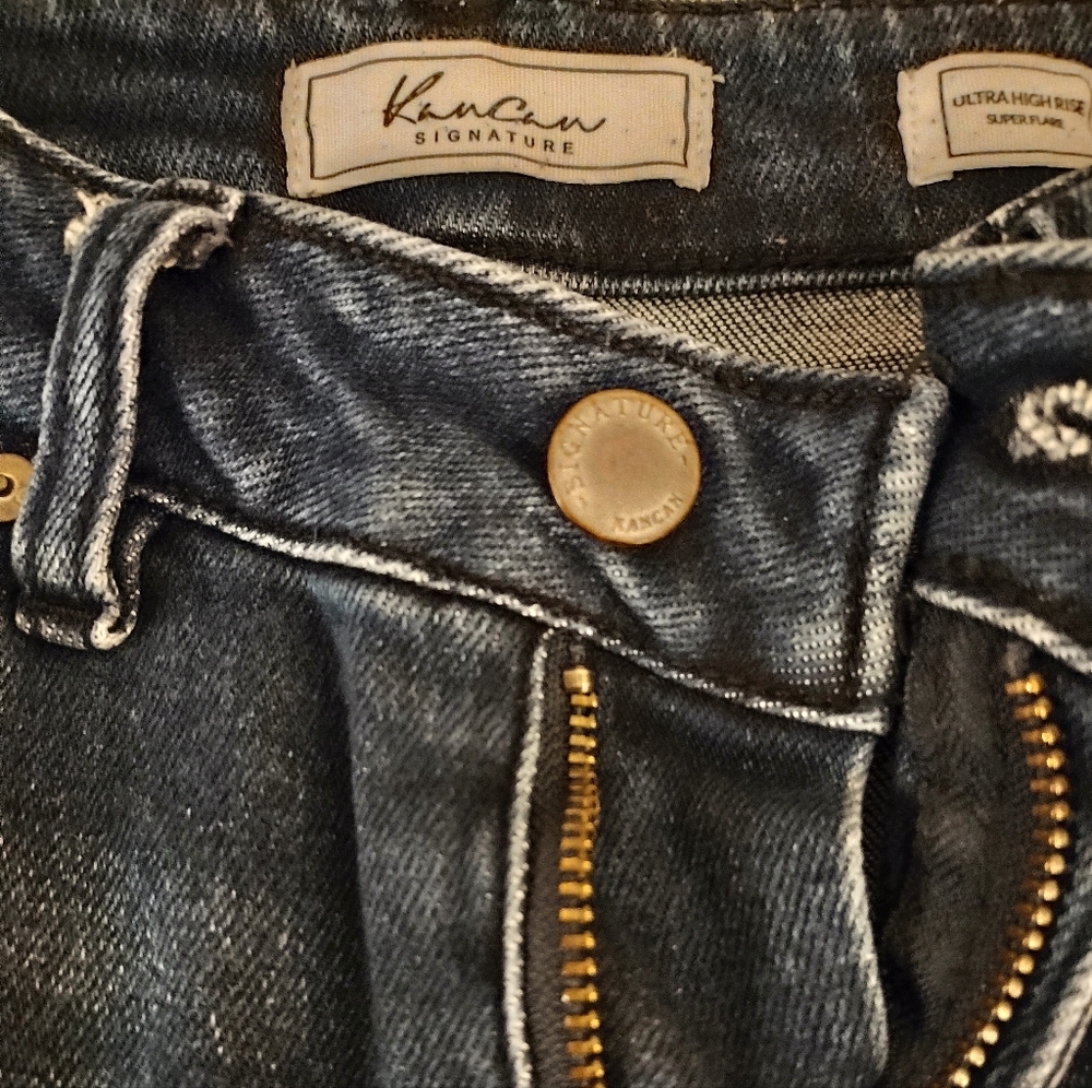 KanCan Dark Wash Denim Bell bottom Jeans, Size 24" Ultra High Rise